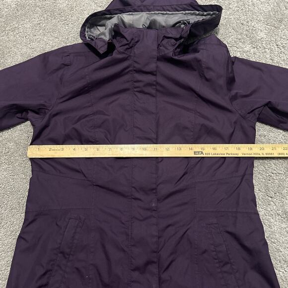 Eddie Bauer Jacket Size S Purple Rain Coat Windbreaker Long Hooded Zip Womens - Picture 3 of 6